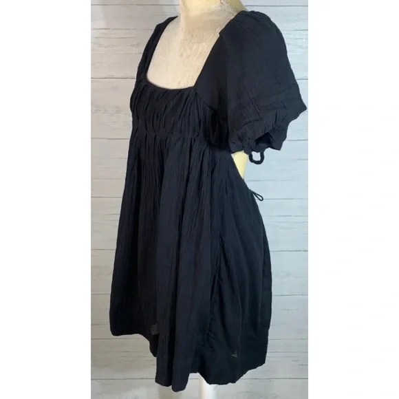 Free People Marina Endless Summer Black Pleated Mini Dress Size Medium - Picture 4 of 6